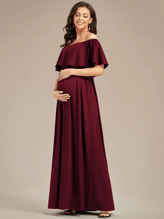 Off Shoulder Pleated A Line Maternity Dresses - CALABRO®