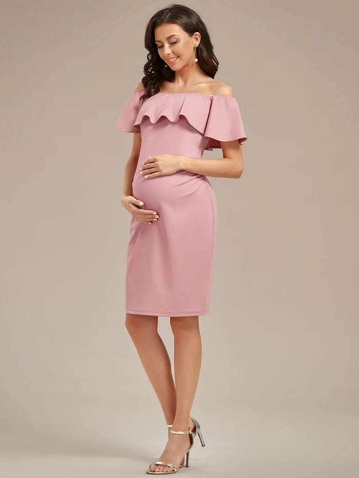 Off Shoulder Ruffles Maternity Dresses - CALABRO®