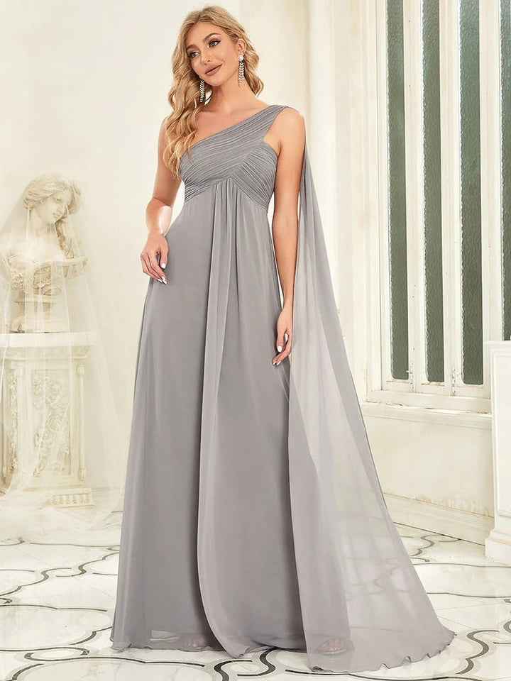 One Shoulder Chiffon Ruffles Long Evening Dresses for - CALABRO®