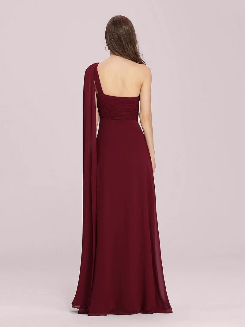 One Shoulder Chiffon Ruffles Long Evening Dresses for - CALABRO®