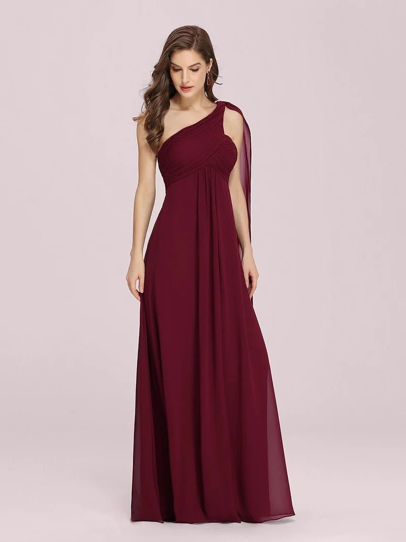 One Shoulder Chiffon Ruffles Long Evening Dresses for - CALABRO®