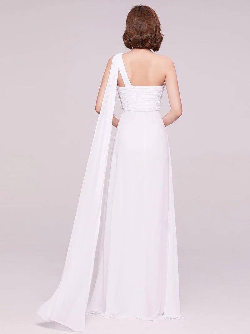 One Shoulder Chiffon Ruffles Long Evening Dresses for - CALABRO®