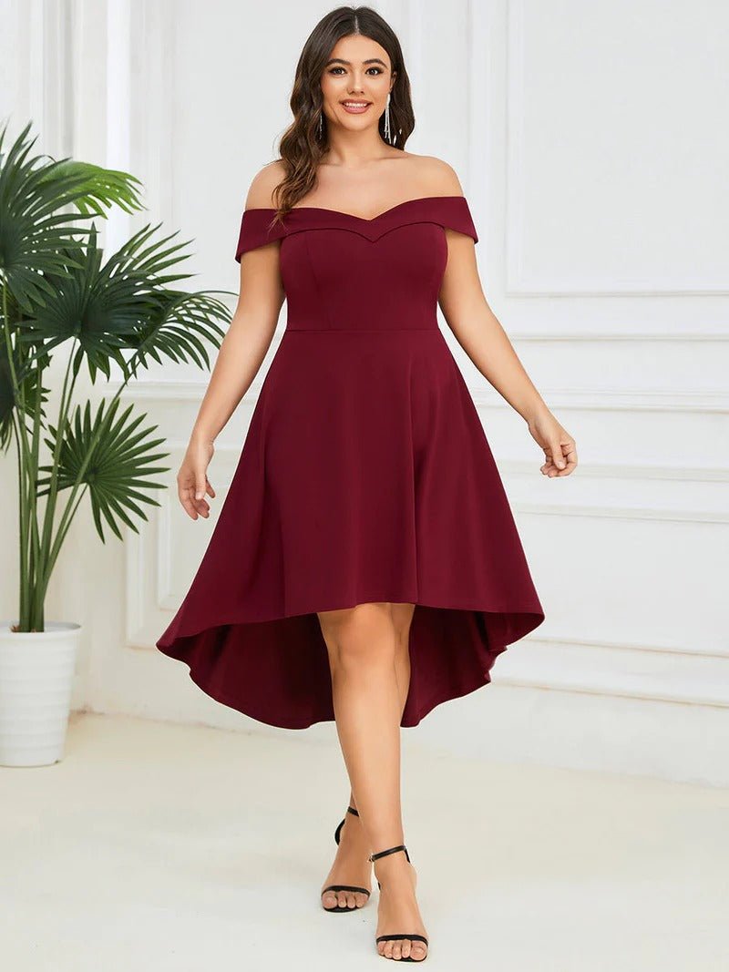 Plus Sexy Off Shoulders A Line Asymmetric Hem Evening Dresses - CALABRO®