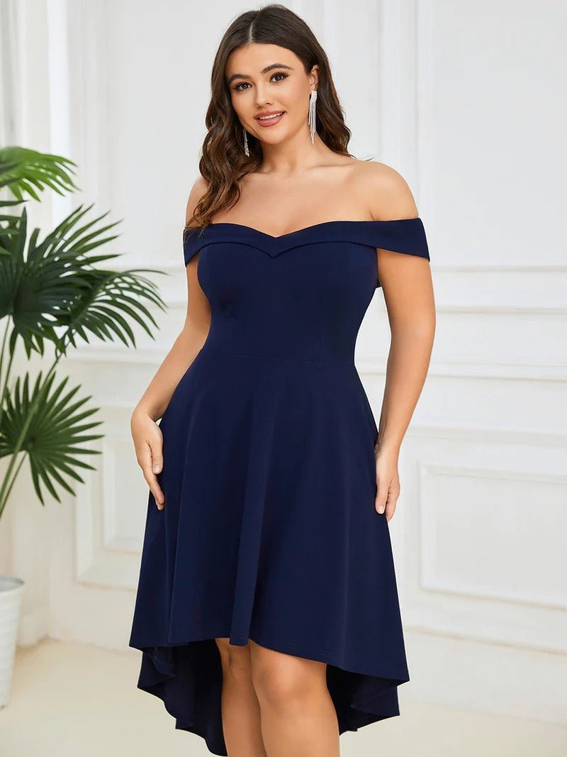 Plus Sexy Off Shoulders A Line Asymmetric Hem Evening Dresses - CALABRO®