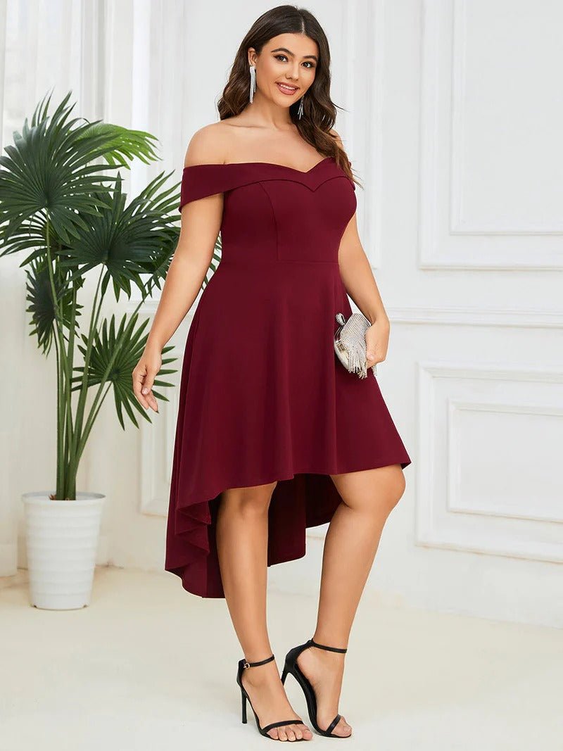 Plus Sexy Off Shoulders A Line Asymmetric Hem Evening Dresses - CALABRO®