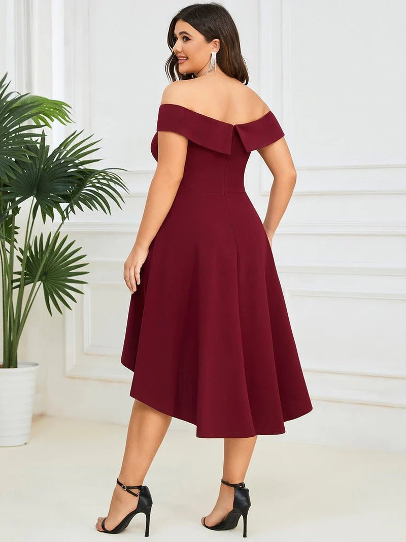 Plus Sexy Off Shoulders A Line Asymmetric Hem Evening Dresses - CALABRO®