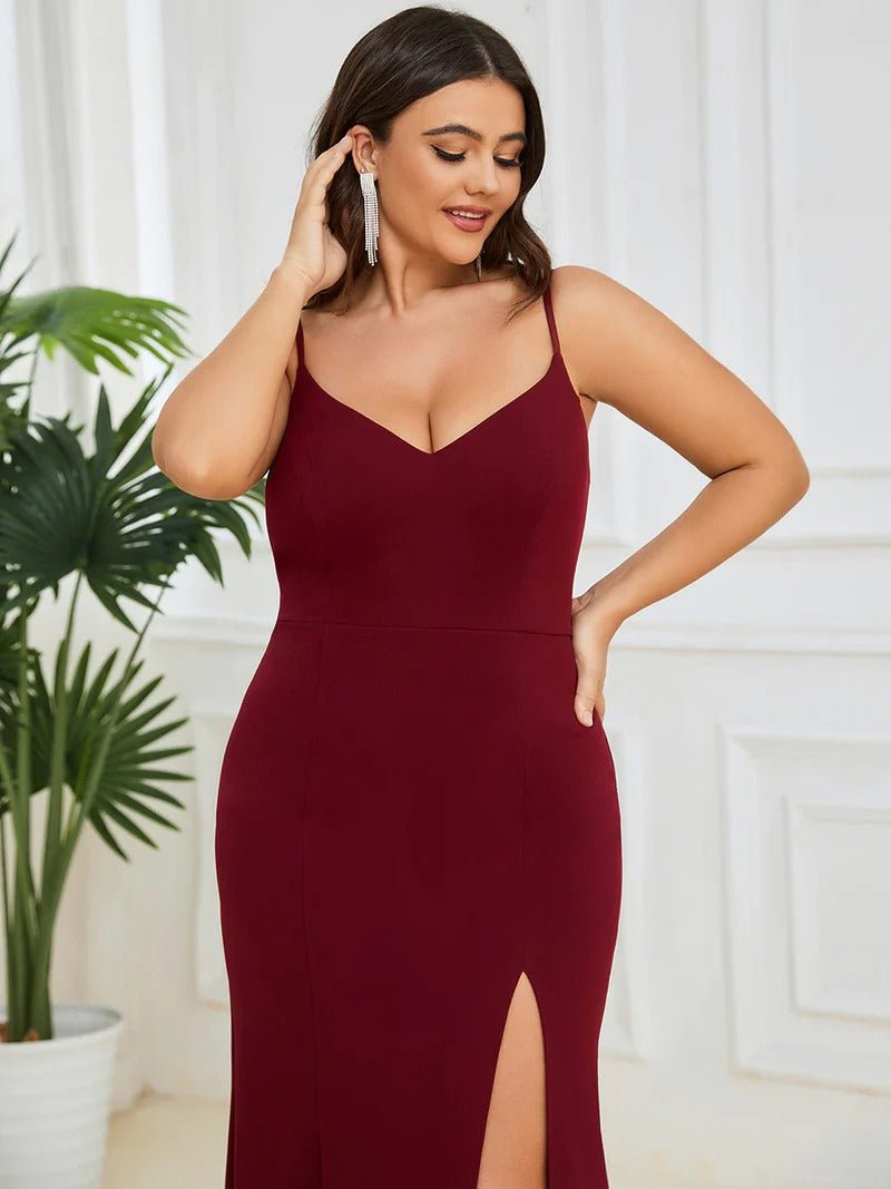 Plus Sexy Sleeveless Fishtail Deep V Neck Evening Dresses - CALABRO®