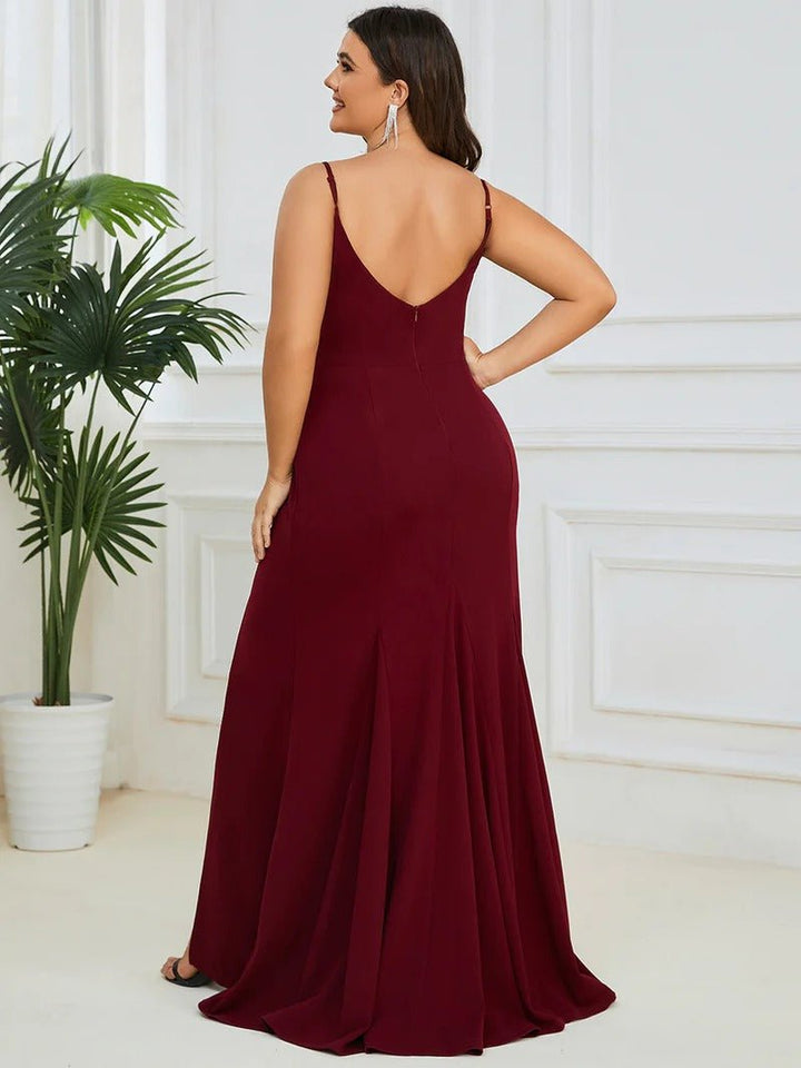 Plus Sexy Sleeveless Fishtail Deep V Neck Evening Dresses - CALABRO®