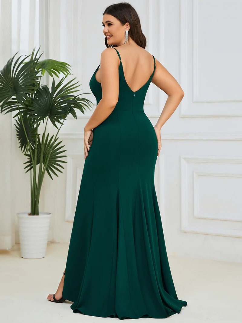 Plus Sexy Sleeveless Fishtail Deep V Neck Evening Dresses - CALABRO®