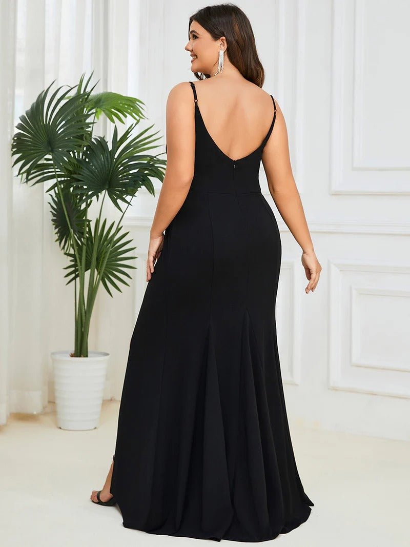 Plus Sexy Sleeveless Fishtail Deep V Neck Evening Dresses - CALABRO®