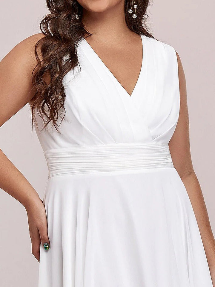 Plus Size Pretty Knee Length Chiffon Bridesmaid Dress with Irregular Hem - CALABRO®