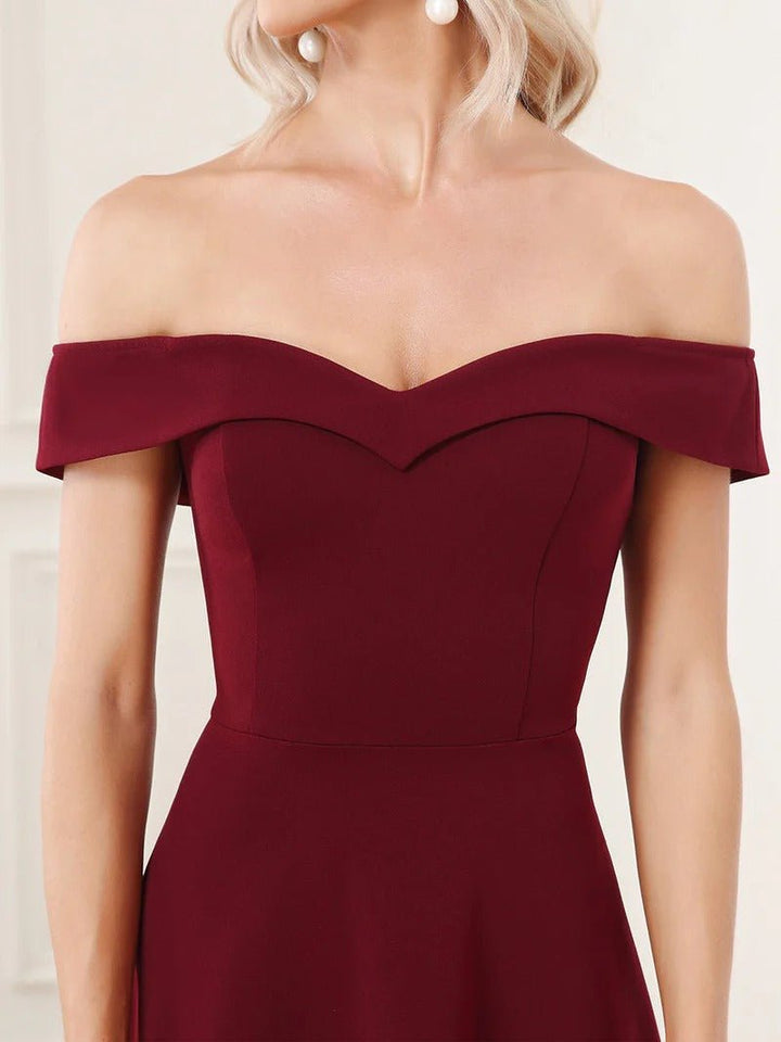 Sexy Off Shoulders A Line Asymmetric Hem Evening Dresses - CALABRO®