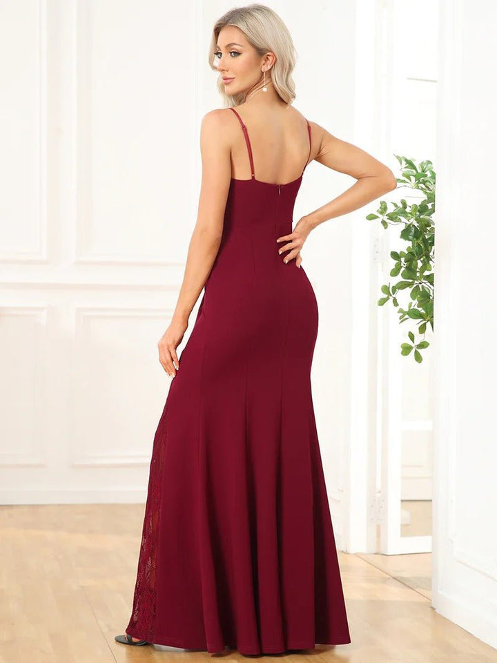 Sexy Spaghetti Straps V Neck Fishtail Evening Dresses - CALABRO®